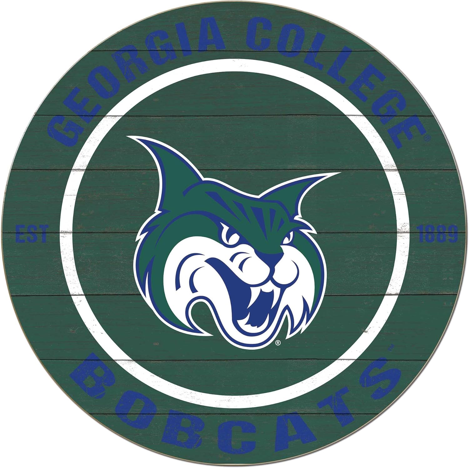 KH Sports Fan Georgia College Bobcats Colored Circle Sign, 20x20 Inches, Bobcats Decor for Dorm, Fan Cave, Living Room; Display Your Team Spirit with This Unique Georgia College Bobcats Wall Art