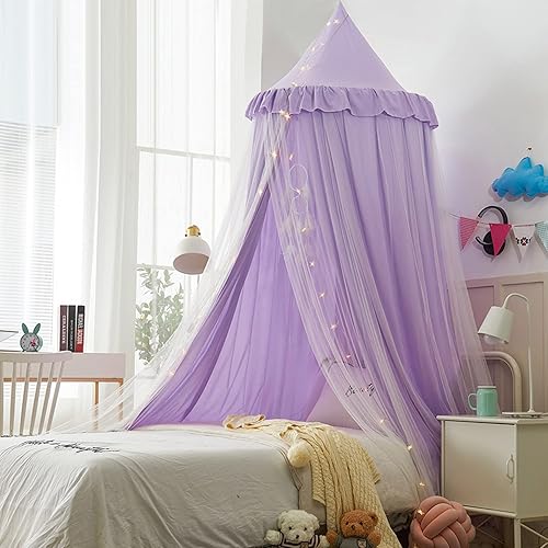 THREENTDAY Toldo de cama para niñas, doble capa, cúpula de mosquitera, toldo de princesa para niñas, decoración de habitación, rincón de lectura