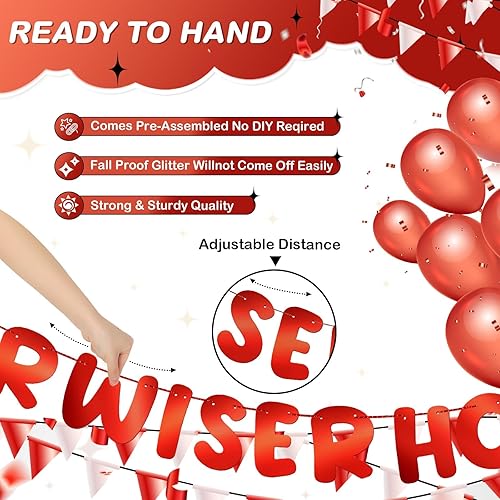 Miniatura 92 de Fulmoon Juego de 3 carteles de cumpleaños con purpurina para mujeres de 30, 40, 50, 60, 70, 80, cumpleaños, regalo (dorado)