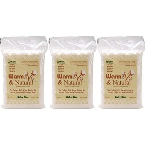 Warm Company Warm Company Warm and Natural Cotton Batting Crib Size 45 inch x 60 inch 2322 (3-Pack)