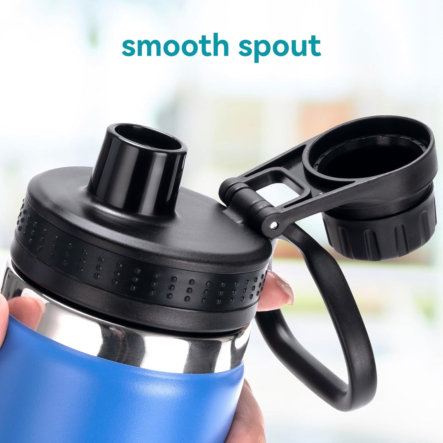 Wide Mouth Water Bottle Lid with Flexible Handle, BPA Free Leak-Proof Spout Lid Compatible with Hydro Flask 12/16/18/20/32/40/64 Oz, Simple Modern, Takeya, Iron Flask, Most Wide Mouth Bottles - Image 3