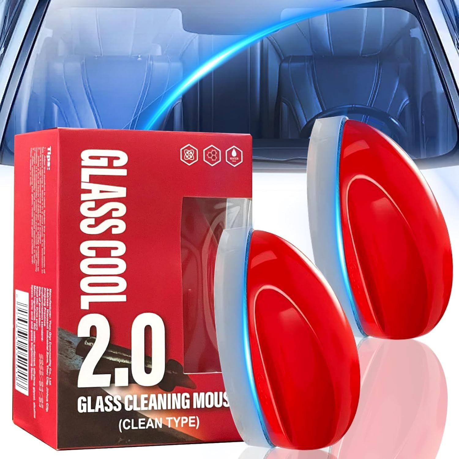 QUANROL 2025 Upgraded 2-Pack Automotive Oil Film Cleaning Brush – Car Clear Vision Glass Cleaner for Car Windows– Car Windshield Cleaner for Cleaning Brush, Garnet