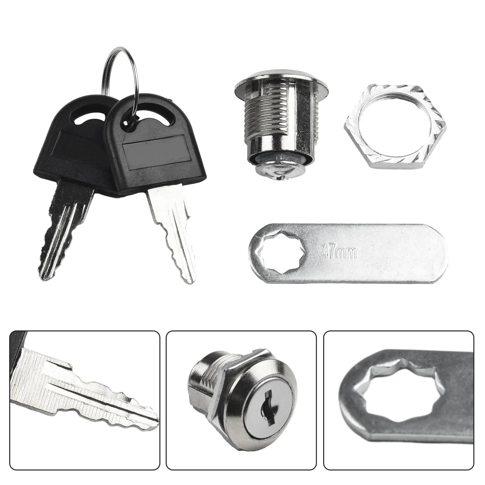 Cerradura de seguridad para armario, cajón, correo, buzón, armario, 2 llaves, 1 unidad (B-16 mm universal)