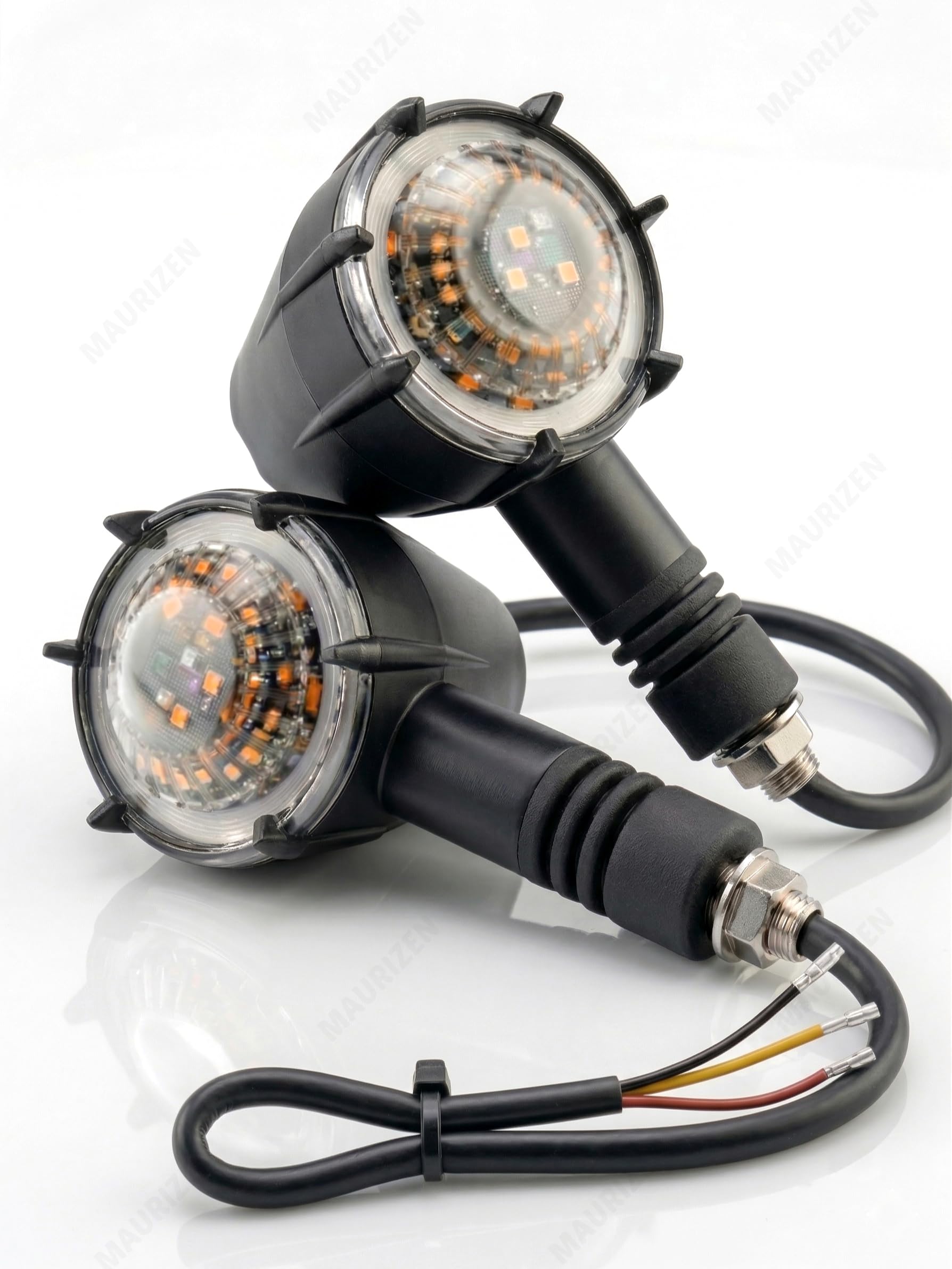 MAURIZEN Round LED Indicator with Blue DRL Ring with Yellow Turn Signal Compatible for ROYAL ENFIELD | JAVA | BAJAJ | UNIVERAL FOR ALL BIKES (Pack of 2)-image-38