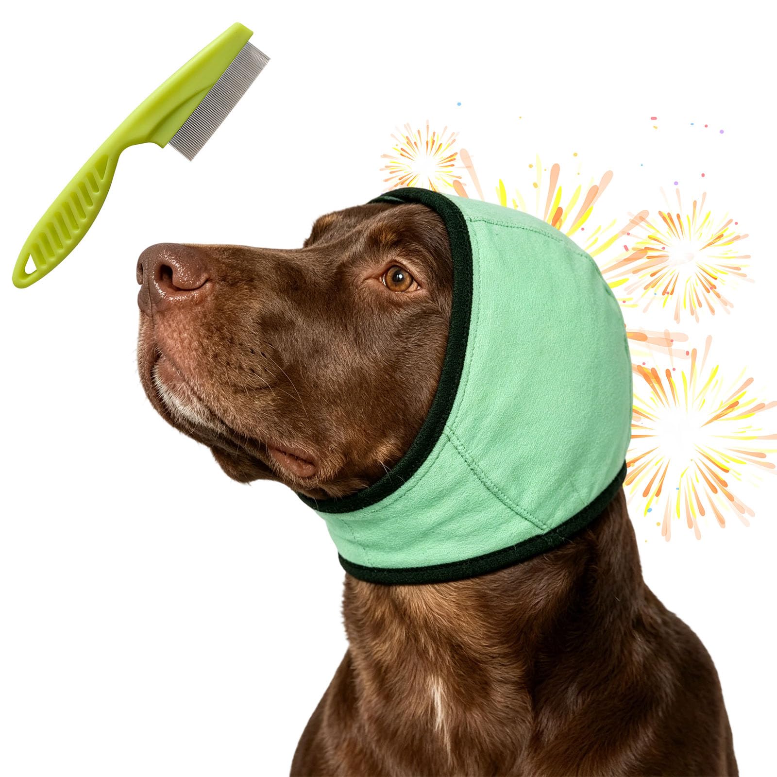 Dog Ear Muffs Noise Protection for Fireworks, Quiet Ears for Dogs, Dog Ear Protection for Noise and Thunderstorms, Soft Calming Ear Covers for Grooming, Bathing, Travel and Vet Visits (green1#,XL)