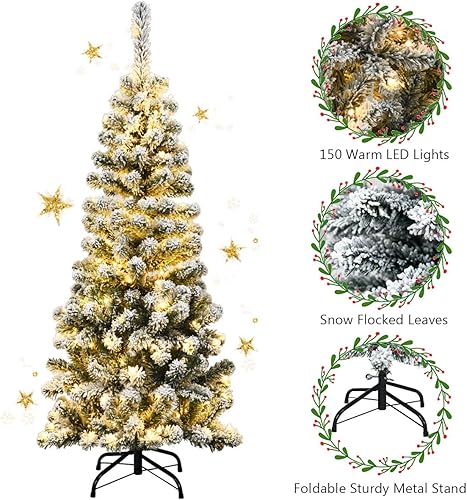 Miniatura 135 de Goplus - Árbol de Navidad artificial cónico de 6 pies, 340 puntas de rama, agujas de cloruro de polivinilo premium, delgado con soporte de metal