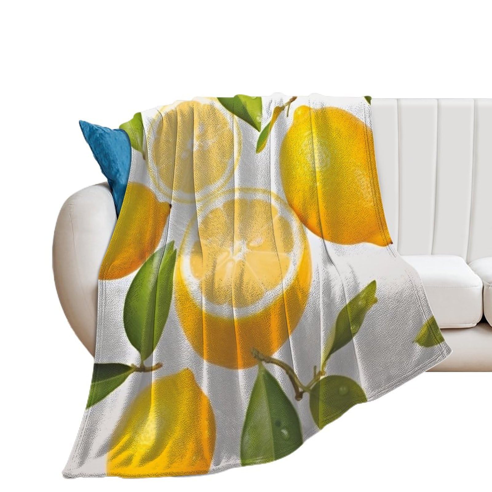 Couverture en flanelle 152x203 cm citron pour lit et canapé