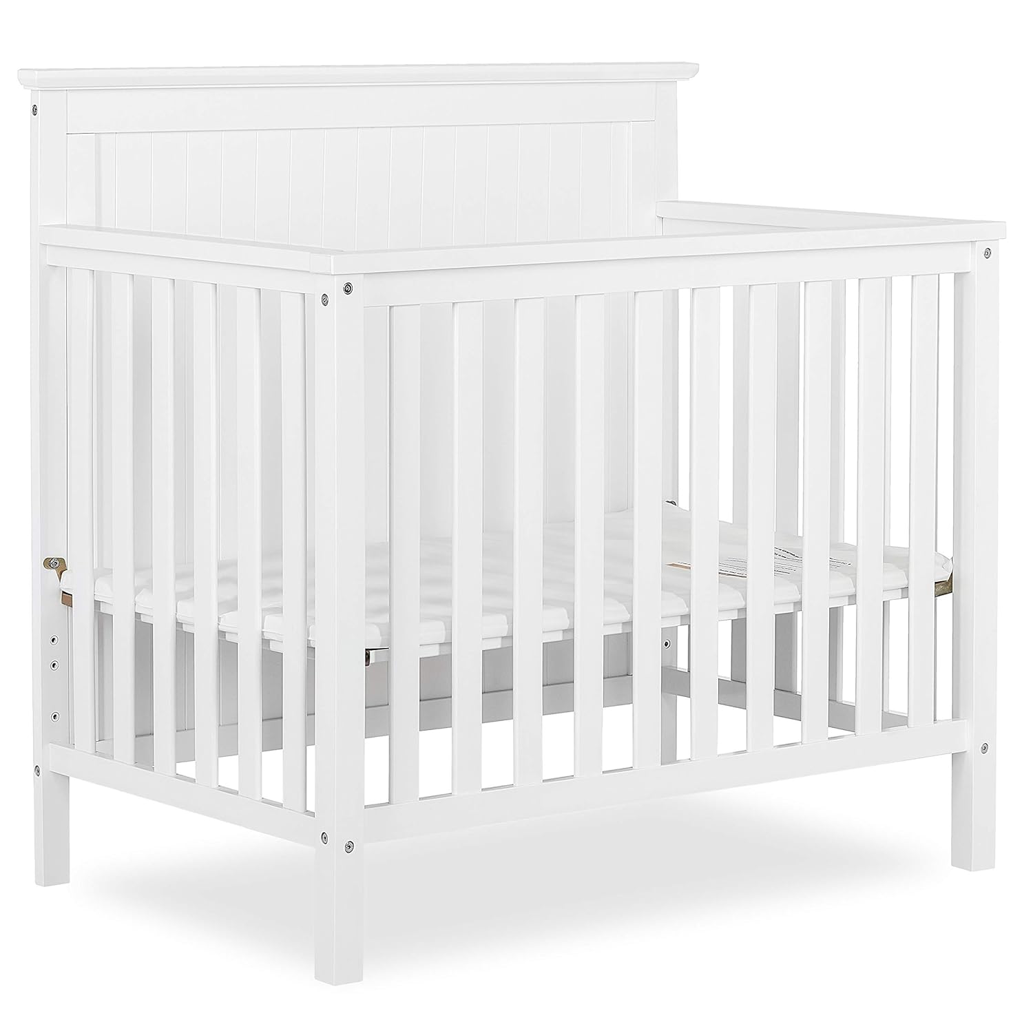 Dream On Me Ava 4-in-1 Convertible Mini Crib in White, Greenguard Gold Certified, Non-Toxic Finish, Comes with 1" Mattress Pad, with 3 Mattress Height Settings White 1 Count (Pack of 1)