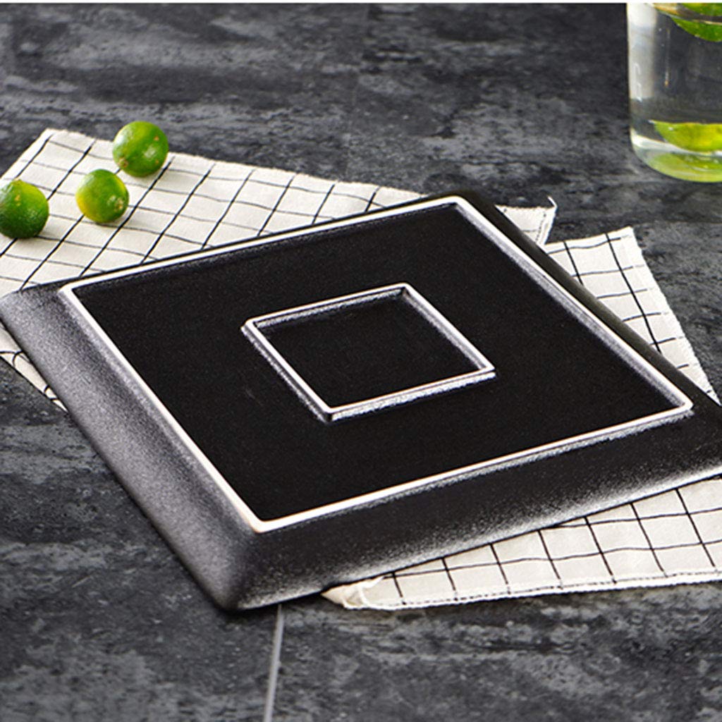 Piatto per la casa Piatto occidentale Piatto per bistecca Piatto per controfiletto Stoviglie Piatto piano per la casa Piatto quadrato nero europeo Piatto in ceramica Stoviglie Regalo Piatti da portat