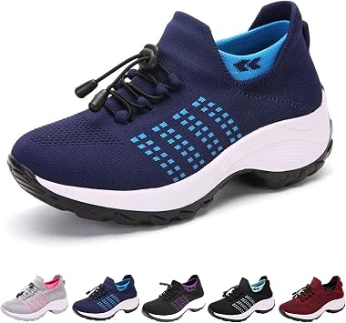 Orthofit Comfort Shoes, Walking Shoes for Women with Arch Support and Comfort, Womens Orthopedic Shoes, Breathe Plantar Fasciitis Shoes 36/5.5,Blue