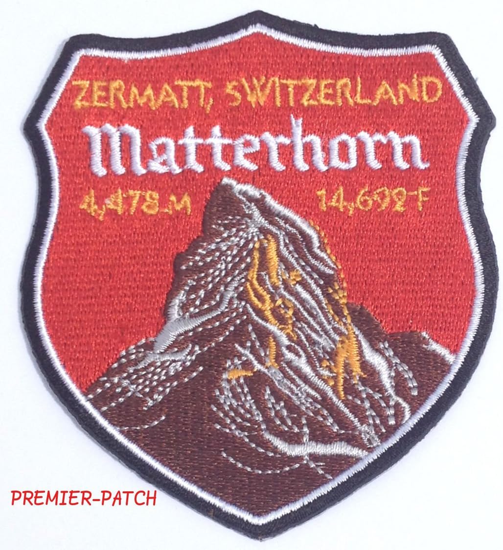 Mount Matterhorn Zermatt Switzerland Iron on Patch / 3.5 Inch Embroidered Badge Applique Motif Trekking Mountain Climbing Mountaineering