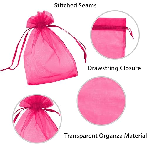 Miniatura 3 de Super Z Outlet Paquete de 100 mini bolsas transparentes de organza transparentes con cordón de 4 x 6 pulgadas, bolsas de joyería para bodas,