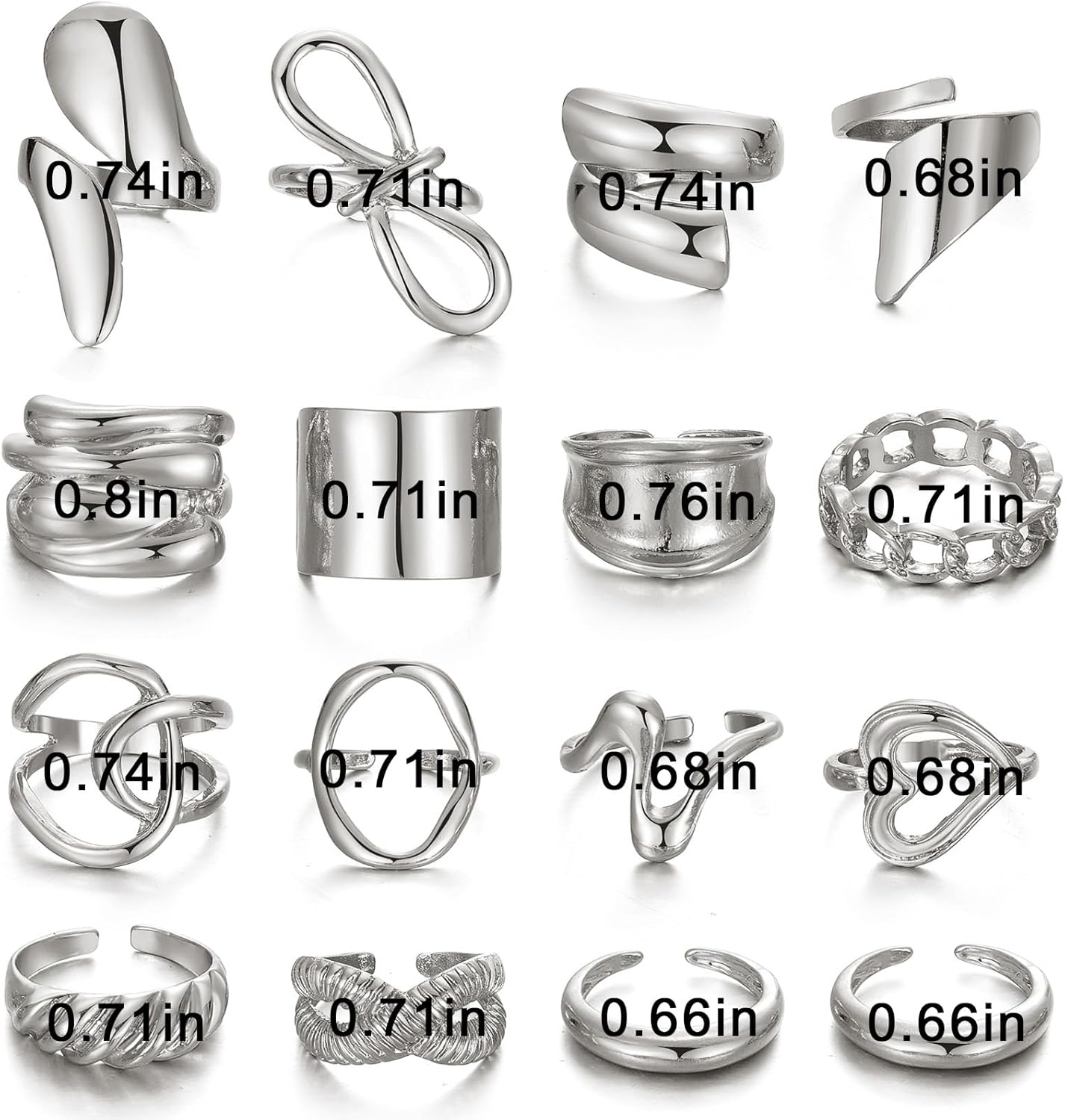 IFKM Gold Chunky Rings Set for Women 14k Gold Plated Thick Dome Stackable Open Rings Trendy Dainty Minimalist Jewelry Gifts Silver Geometric metal wind image 7 of 7 B0F2H833K6