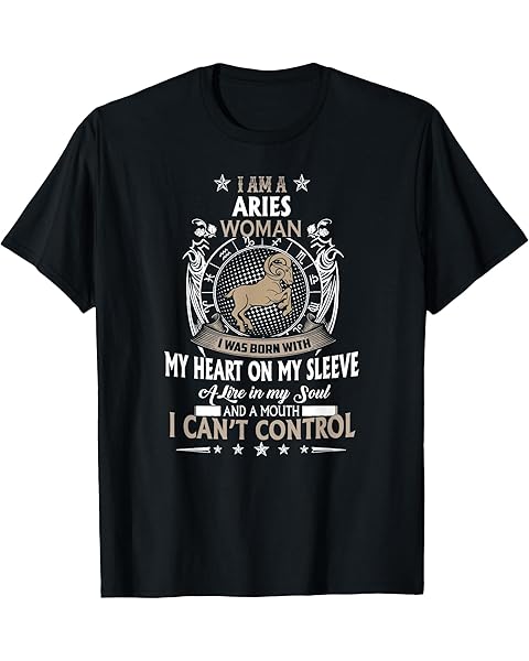 ZODIAC ARIES Women Born With Heart Sleeve T-Shirt