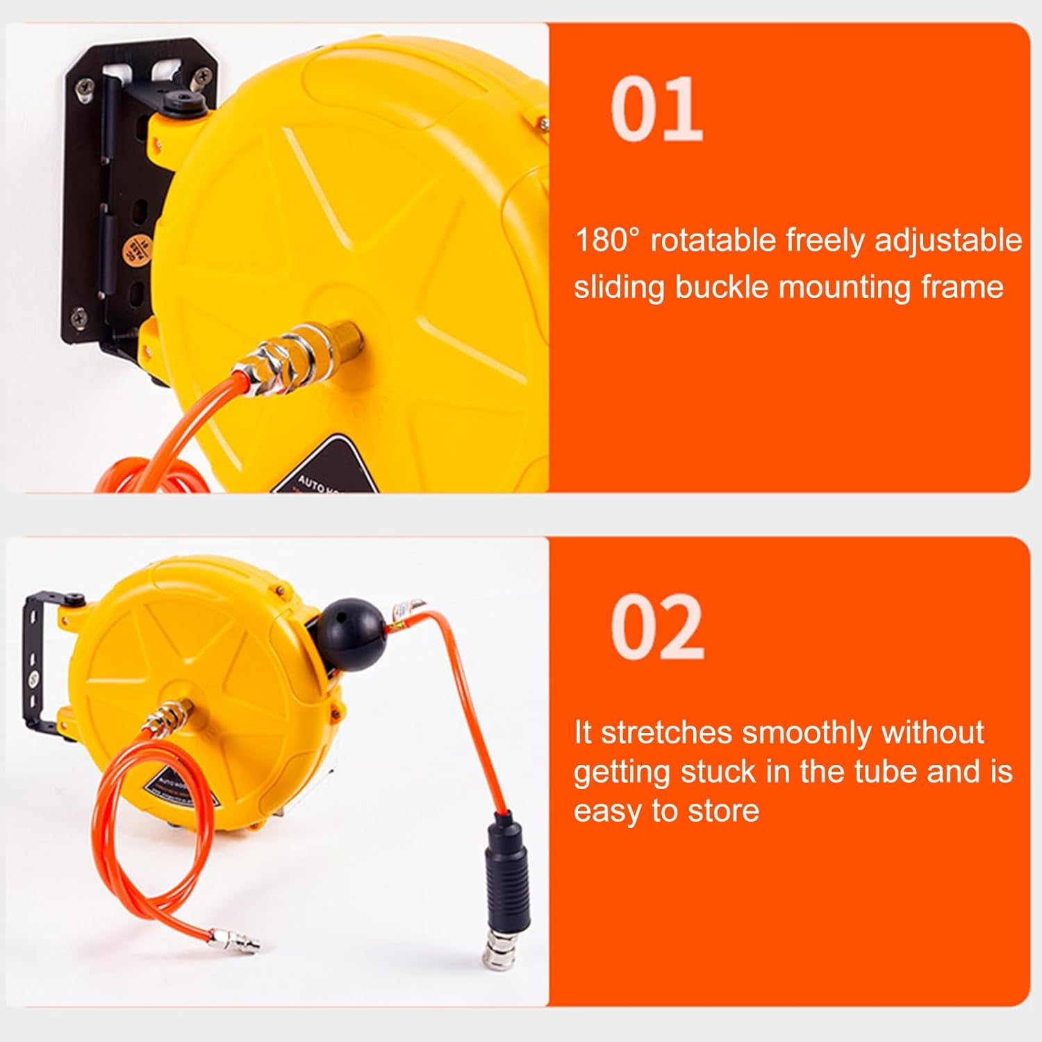 Retractable Air Hose Reel Heavy Duty Air Compressor Hose Reel Ceiling Wall Mount for Garage Workshop Studio Retractable Air Hose