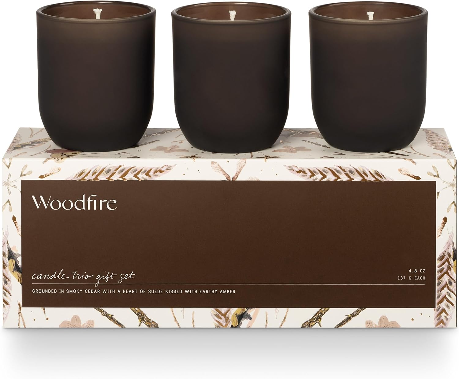 Gold Frosted Glass Fall Scented Votive Candle Trio