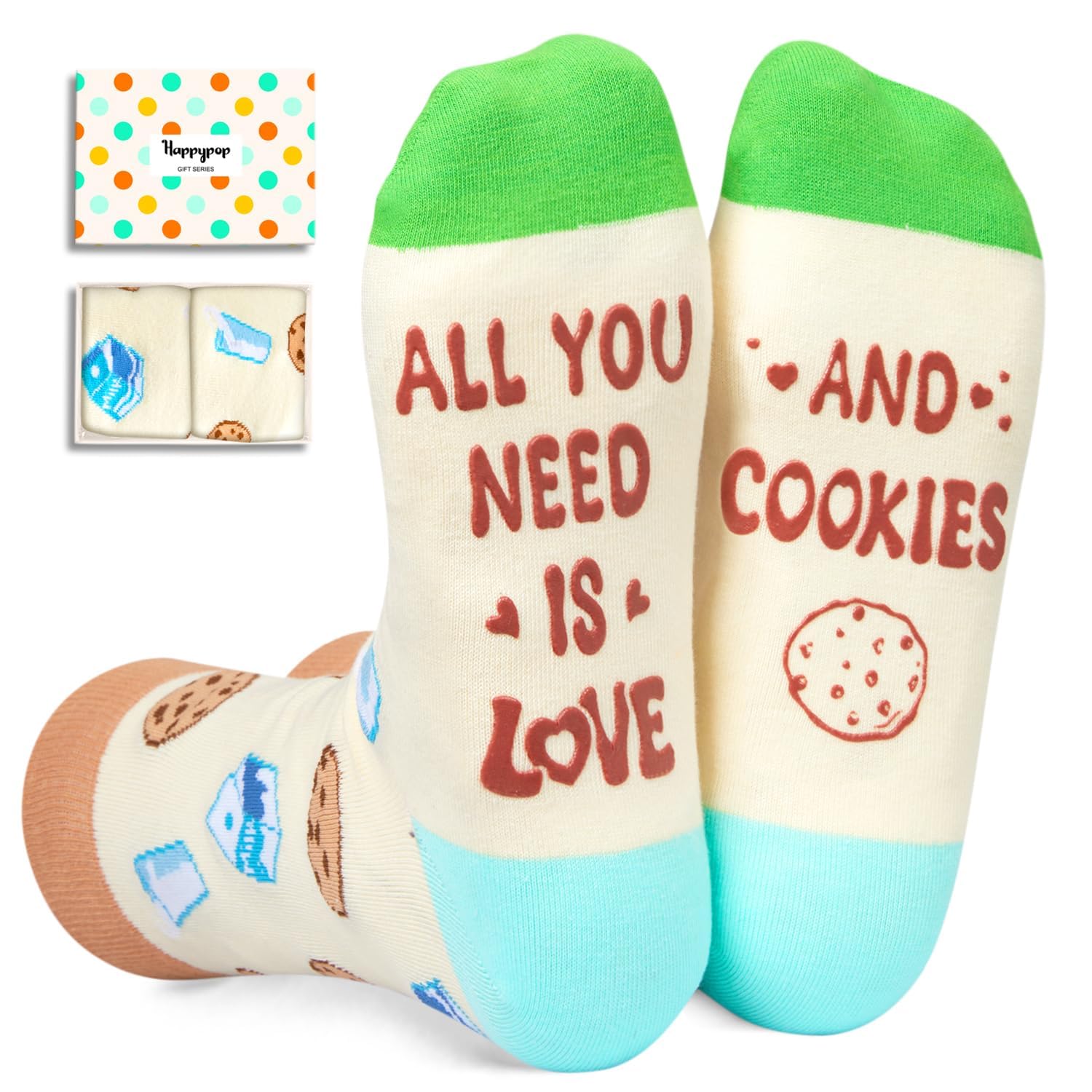 HAPPYPOP Funny Socks for Women Men - Donut Cookie Gifts, Ramen Pizza Socks for Teens