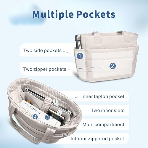 Miniatura 7 de TOPDesign Bolsa de mano acolchada para mujer, bolso ligero con compartimentos, bolsa de hombro acolchada para el trabajo, viajes, gimnasio