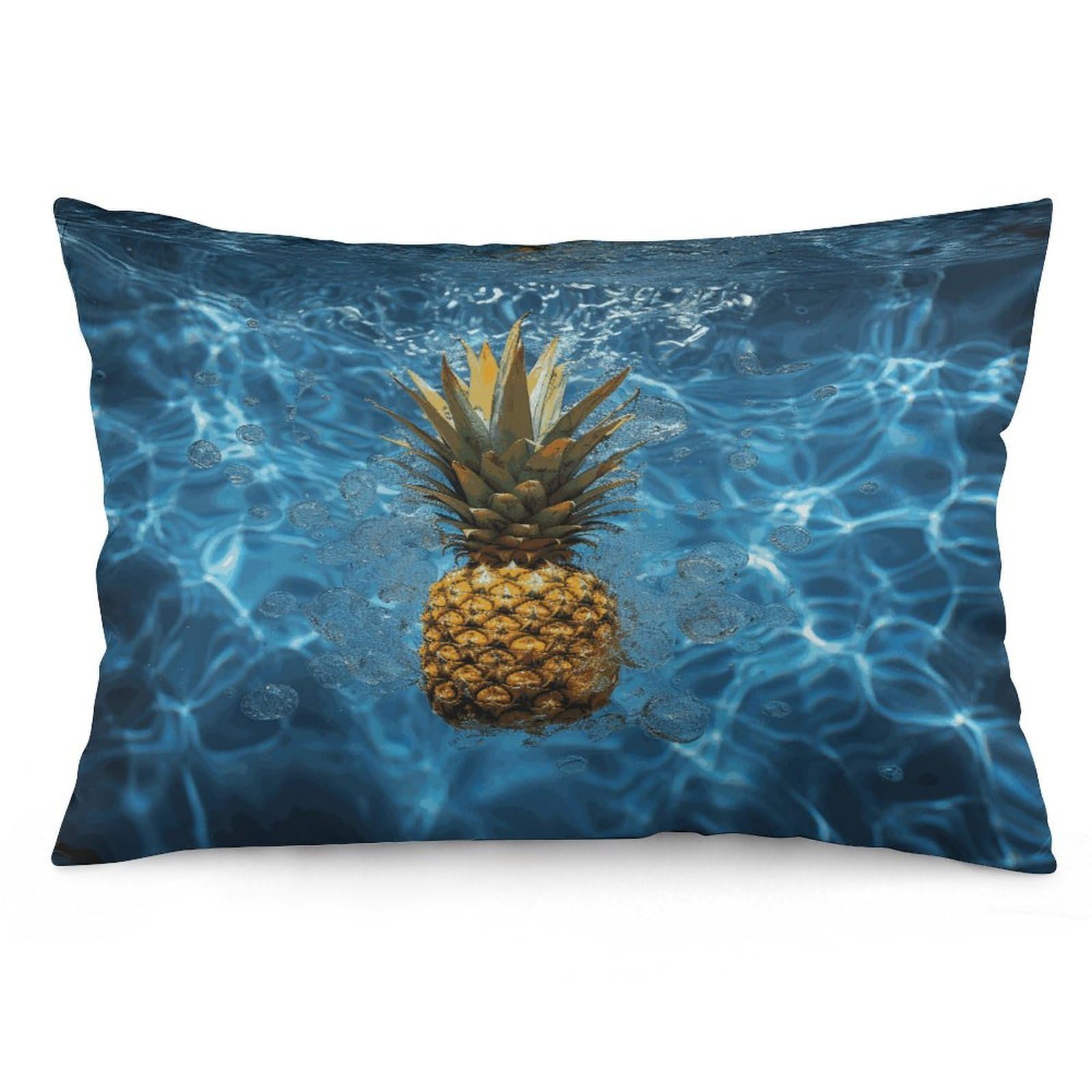 Pineapple in The Pool Throw Pillow Cover Soft Lumbar Pillow Covers with Zipper Breathable Rectangular Cushion Case Polyester Pillow Case Decorative Body Pillow Cover for Couch Bed
