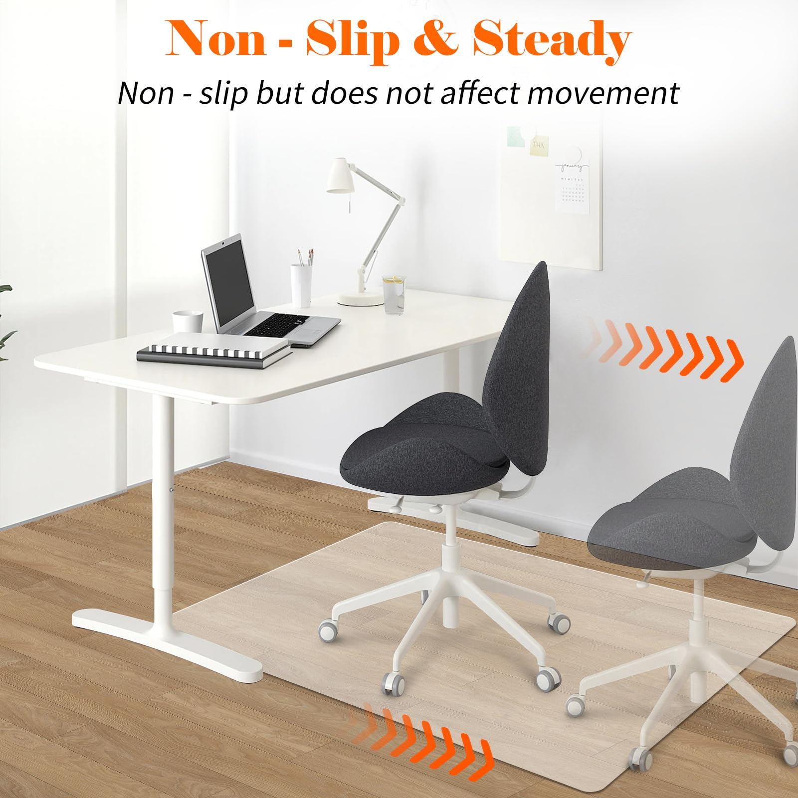 MeetingHome Office Chair Mat for Hardwood Floor - 30"x48" Floor Protector Mat for Rolling Chair, Clear Computer Desk Chair Mat for Hard Floors Use - Split-Design with Self-Adhesive Backing