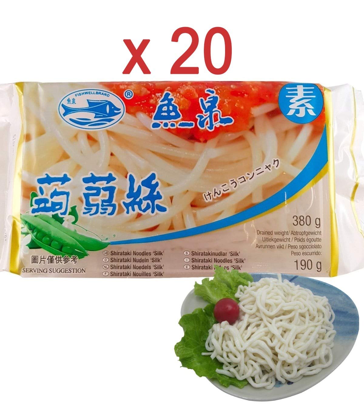 Spaghettoni di Konjac Grossi 20 Confeizioni - Fishwellbrand 380 g