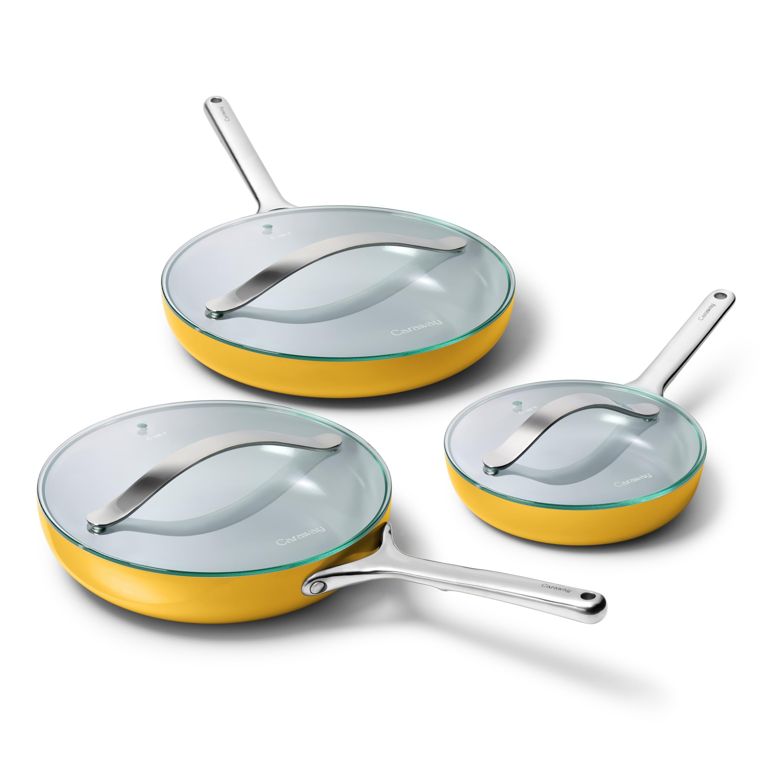 Carway Fry Pan Trio with Glass Lids, 6 Piece Set