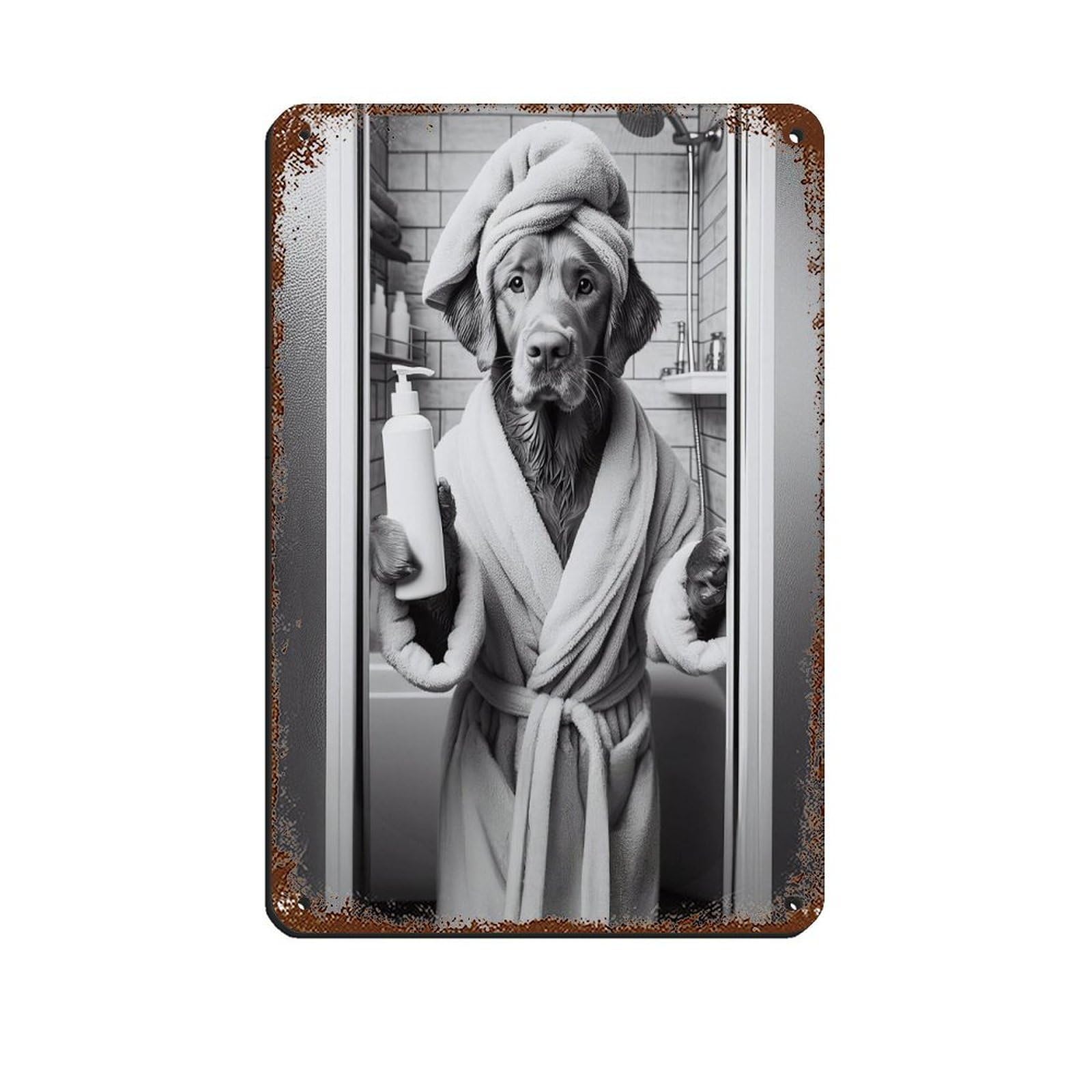 Lxwnze 20L X 30W Cm Chesapeake Bay Retriever, Bathroom Artposter Tin Sign Vintage Metal Pub Club Cafe Bar Home Wall Art Decoration Poster Retro 8X12inch(20X30cm)