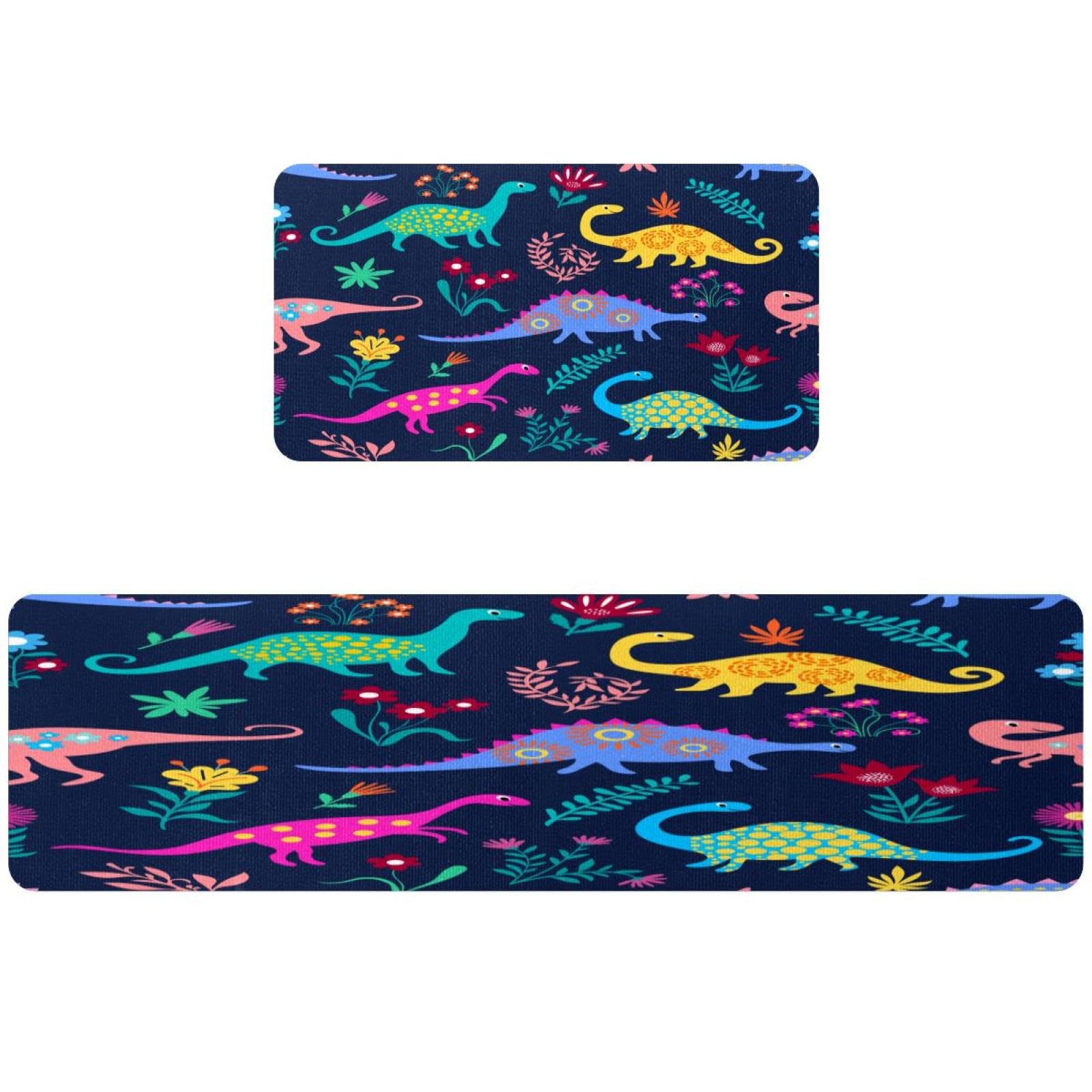 Tapis de cuisine dinosaures lot de 2 lavables pour buanderie et cuisine