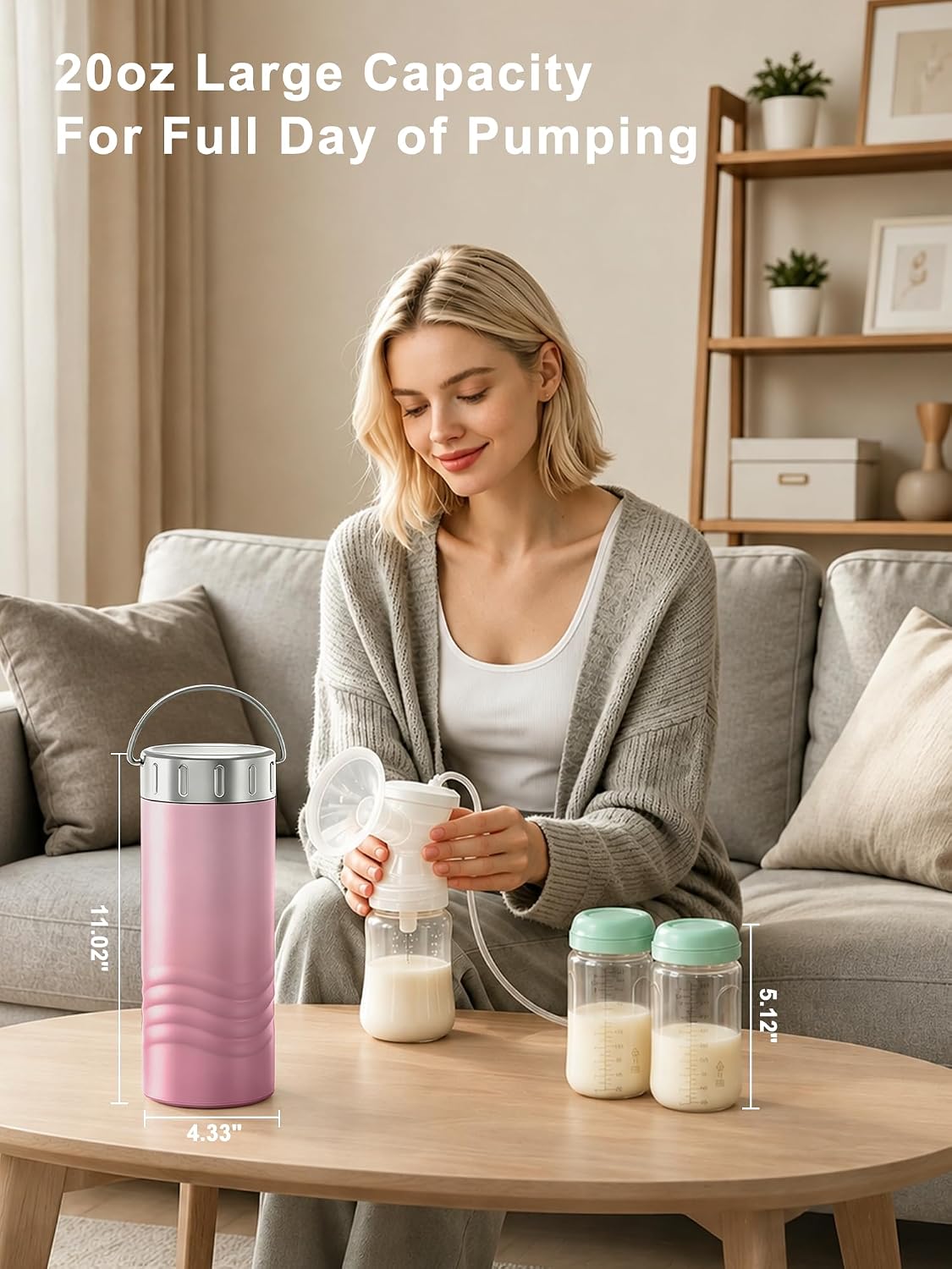 20oz Portable Breastmilk Cooler Bottle for for Work & Travel, 24H Cooling