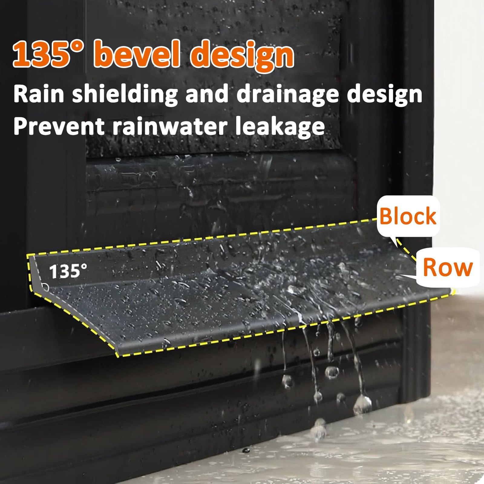 Negro Deflector Autoadhesivo Barrera Impermeable, Barrera De Sellado Contra La Intemperie Para Umbrales De Puertas Y Ventanas, Fuerte Y Duradero, Evita El Reflujo De Agua De Lluvia(5.5cmx350cm)