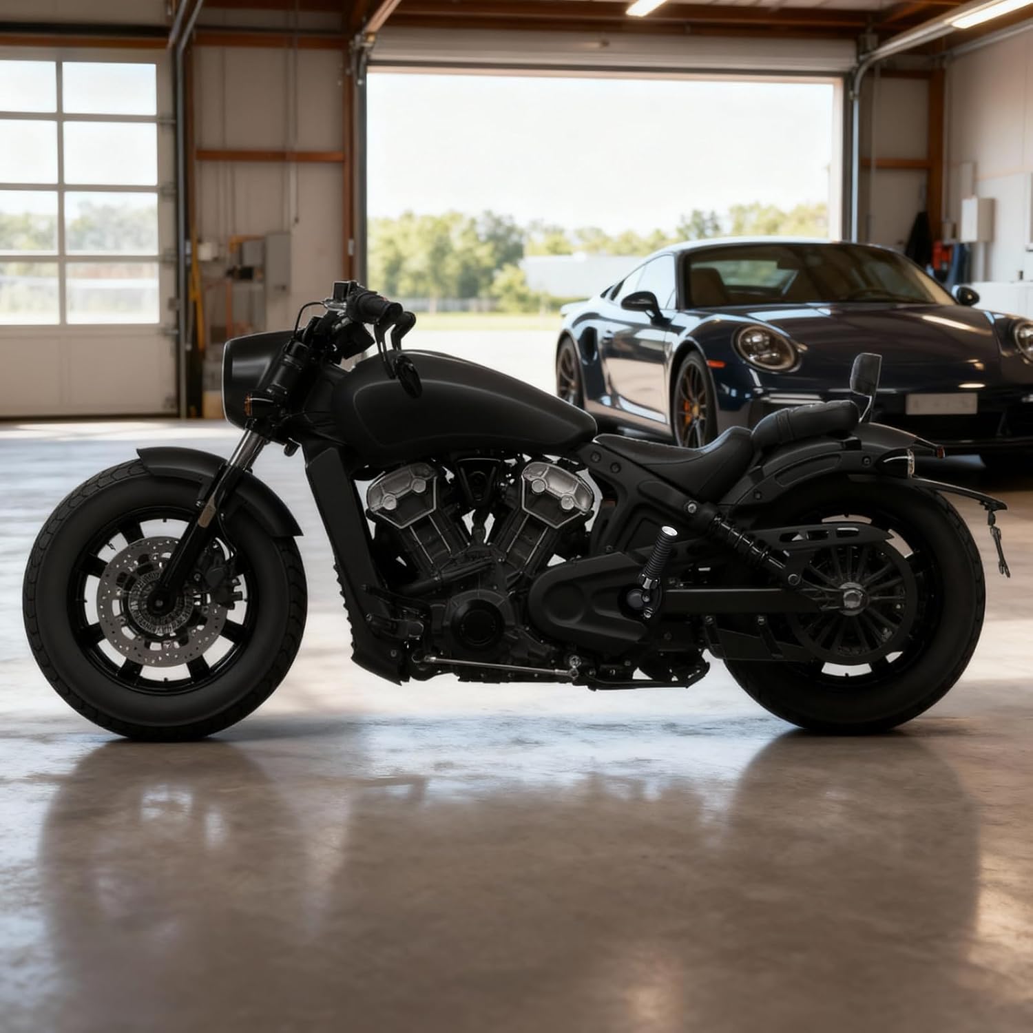 Rear Passenger Seat with Foldable Foot Pegs Compatible with Indian Scout Sixty Bobber Classic 2025-2026 Black