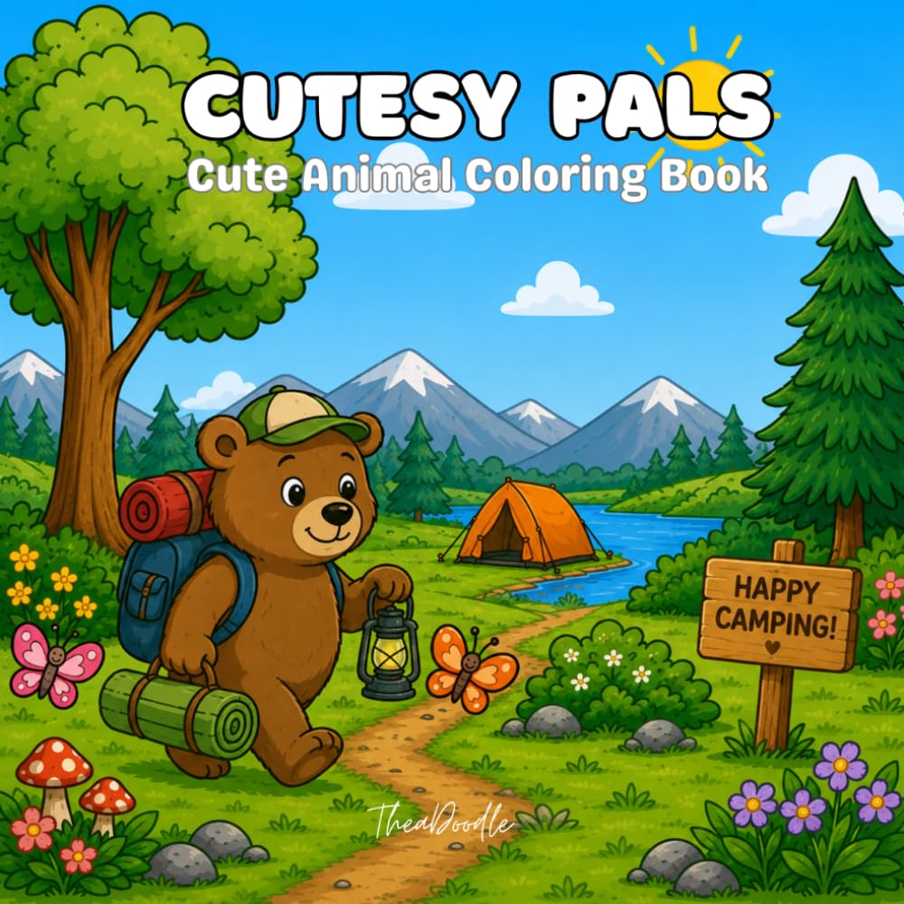 Cutesy Pals: Cozy Camping Adventures | Cute and Cozy Animal Camping Scenes for Stress Relief and Relaxation