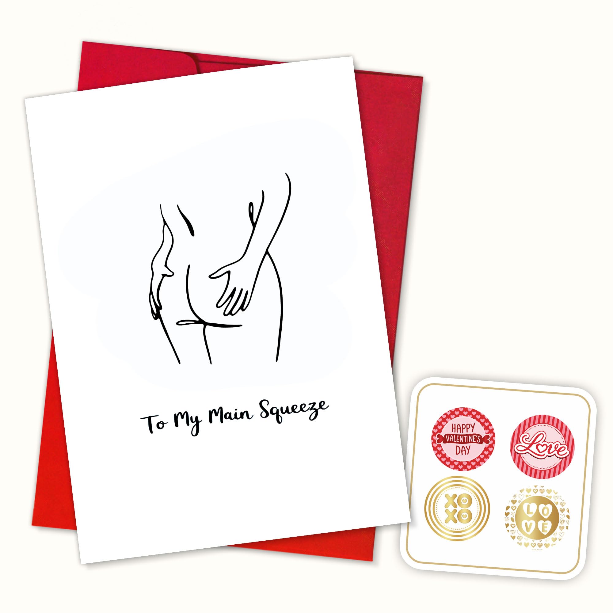 Photo 1 of (5.3x8in) Valentine’s Day Card, Flirty Adult Humor Love Greeting Featuring Sexy Romantic Outline, Bold Anniversary Stationery for Boyfriend Girlfriend Husband Wife, Blank Inside with Envelope (Vlt16)