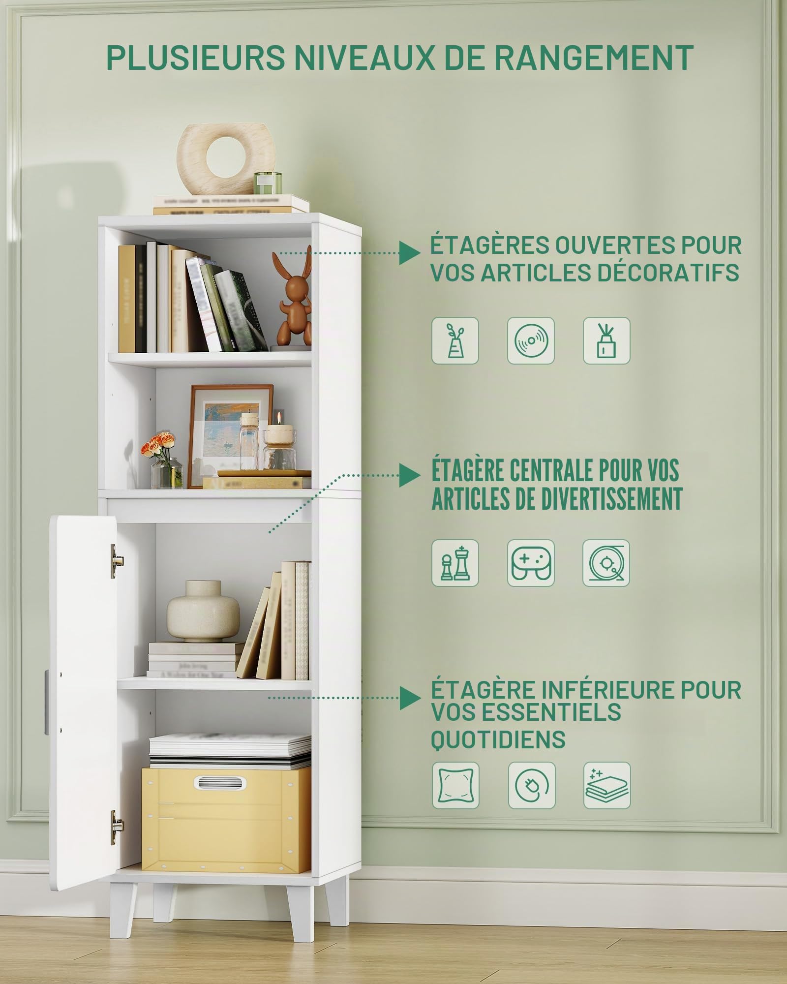 Hzuaneri Ensemble Meuble TV Mural, Ensemble de Salon 3 Pièces avec 1 Meuble TV et 2 Meubles de Rangement Suspendus, Grand Espace de Stockage pour Séjour, Blanc TV00103W