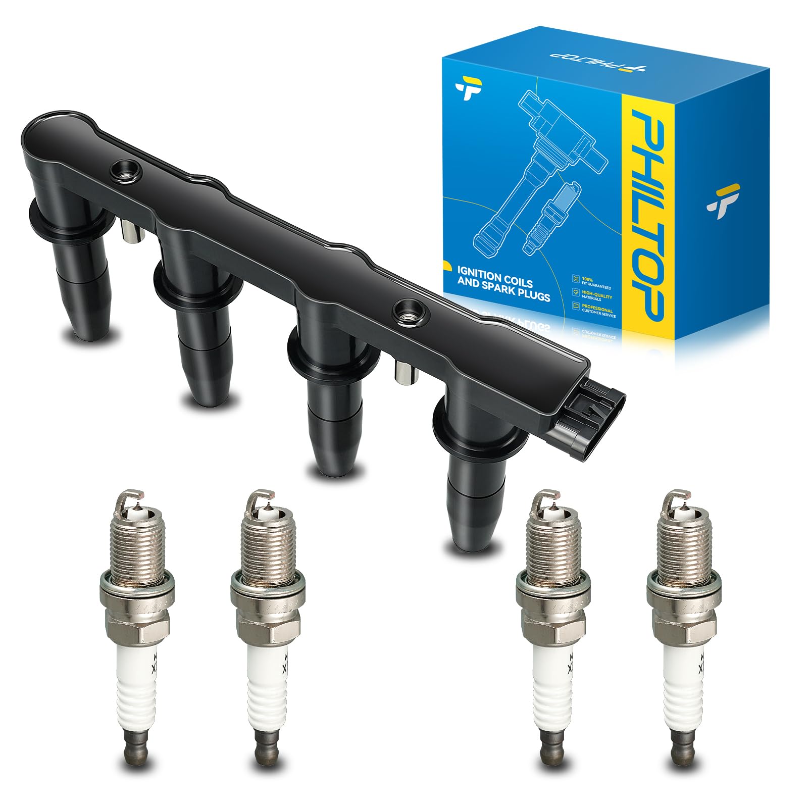 PHILTOP Ignition Coil Pack and Spark Plugs Fits Chevrolet
