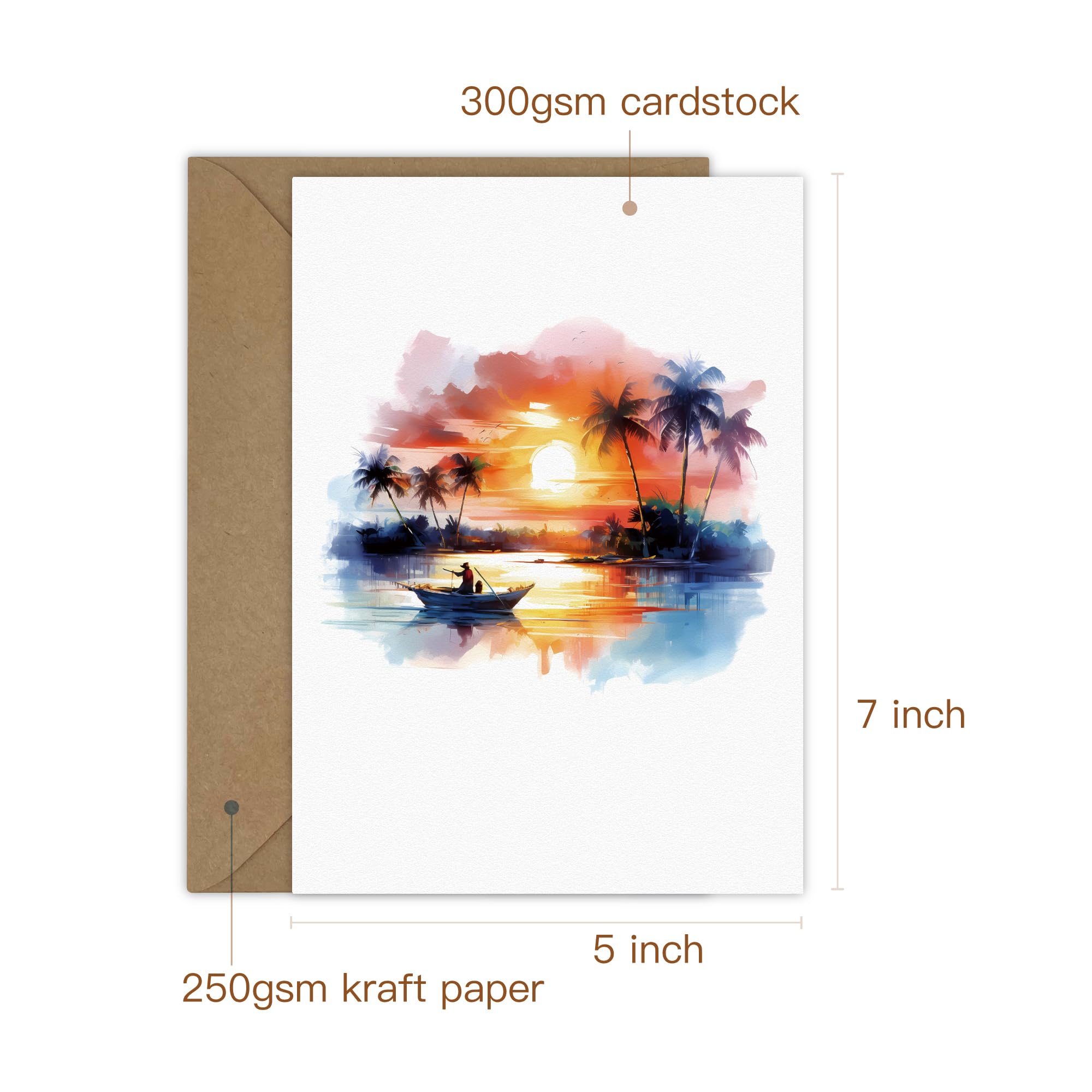 Tashchow 25 Watercolor Landscape Greeting Cards All Occasion Blank Note Cards with Envelopes (Landscape 5x5)