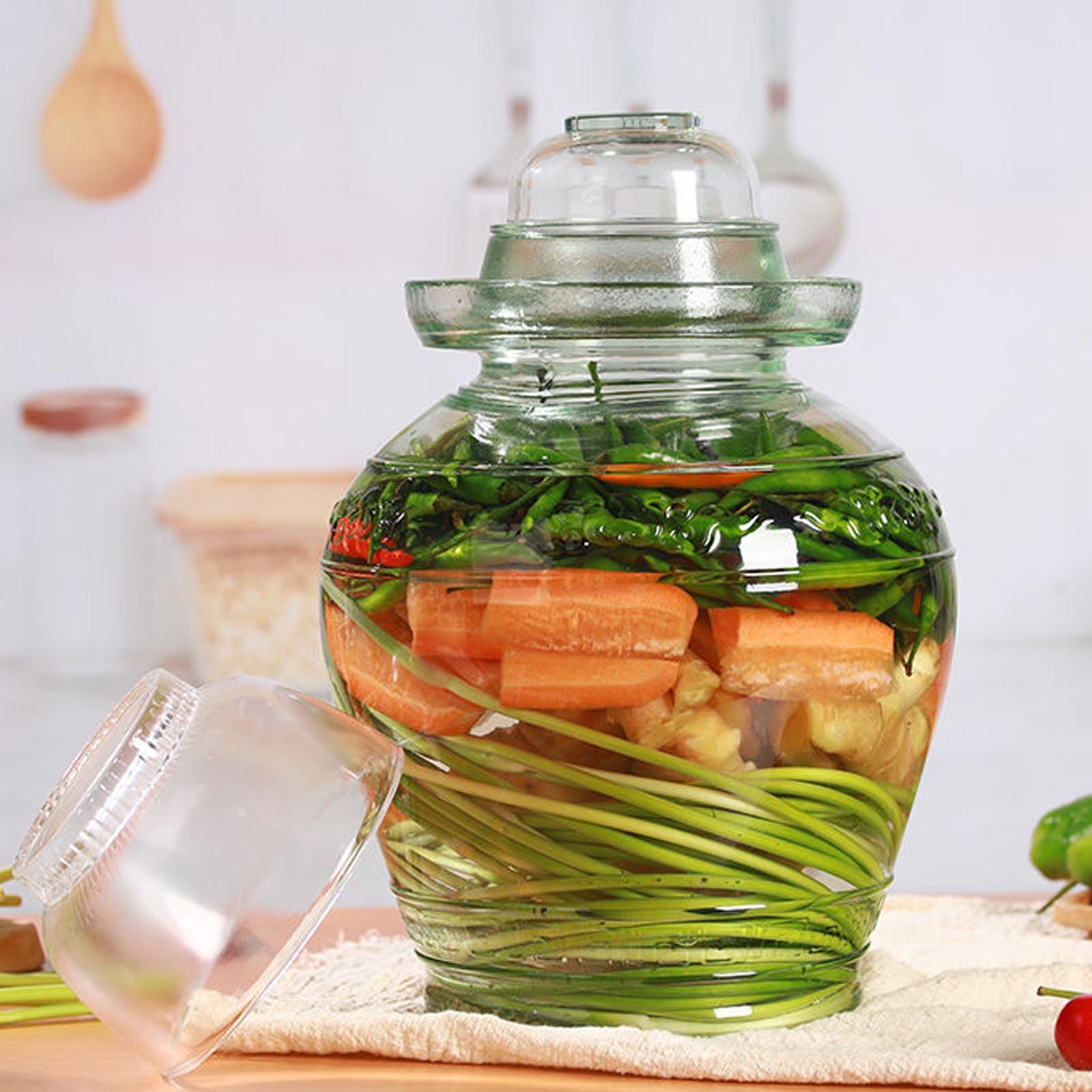 Vencer Traditionelles Glas-Gärglas 5 Liter mit Deckel, Glas-Gärbehälter zum Einlegen von Kimchi Sauerkraut, VHF-002