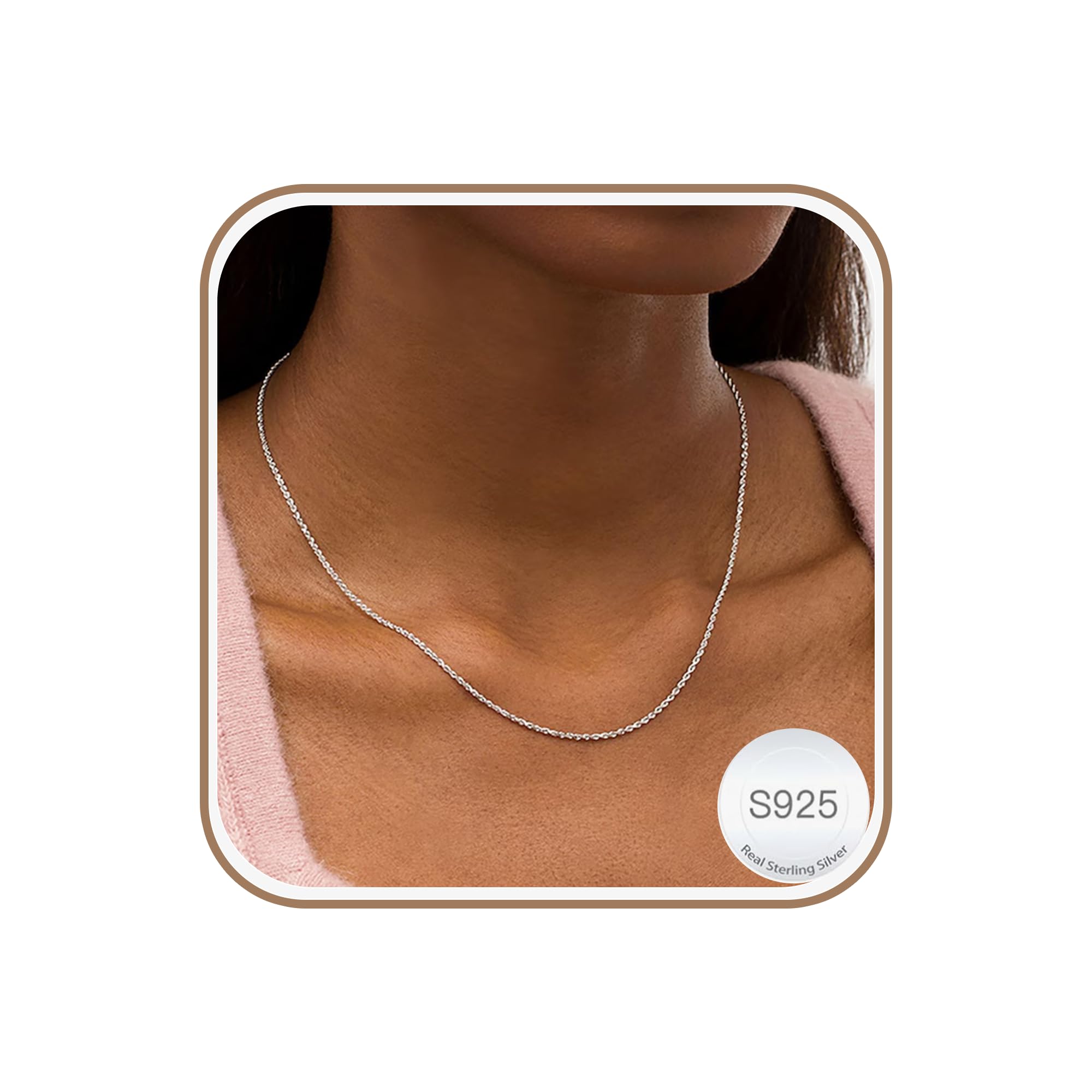 Esrael 925 Sterling Silber Solide 1.5mm/2mm Kordelkette/Curb Halskette für Frauen, Robuste Nicht Verblassende Silberkette Damen Schmuck Geschenke für Frauen 18/20/22 Zoll mit 2-Zoll-Verlängerungskette