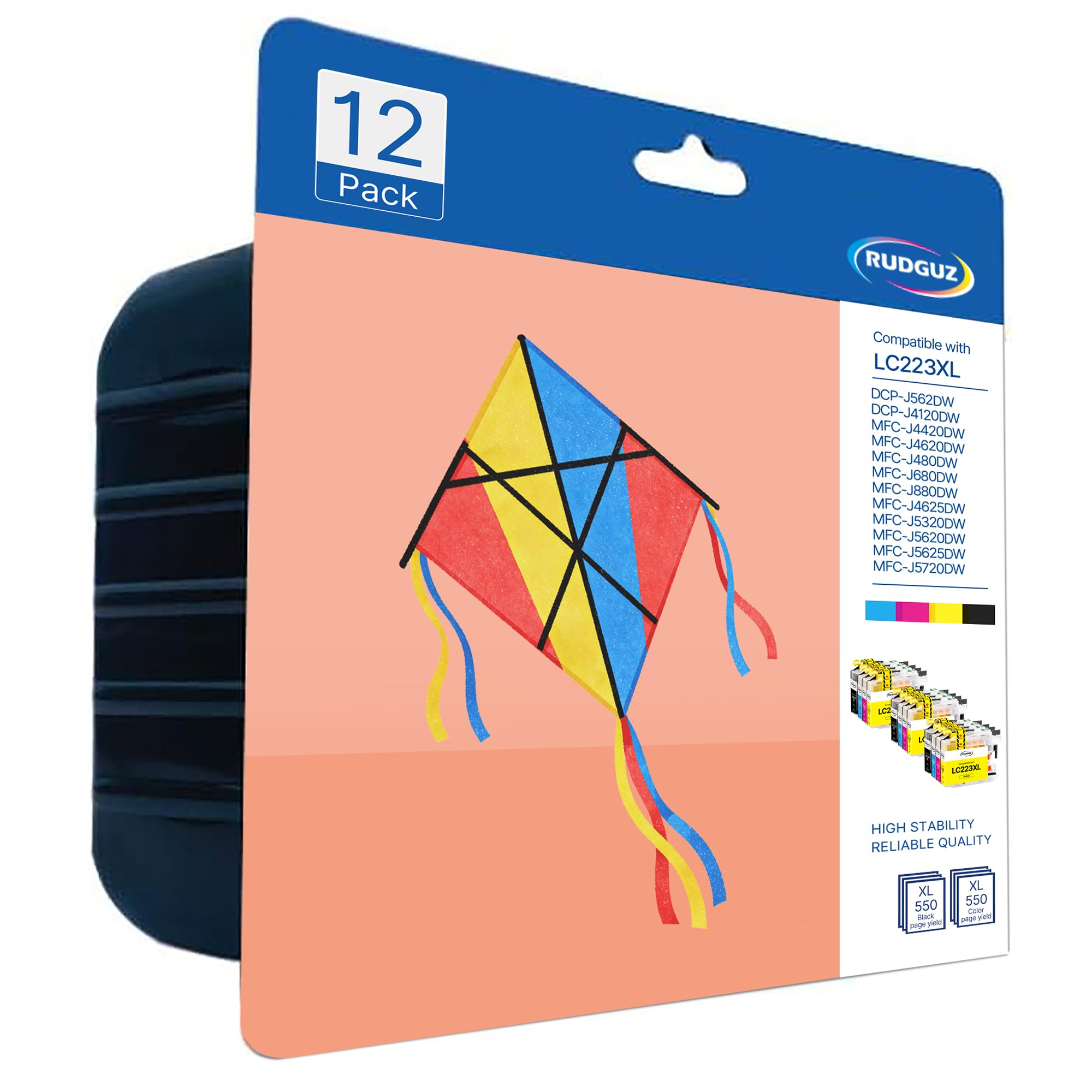 LC223 LC223XL Kompatible für Brother LC223 für Druckerpatronen Brother MFC-J5320DW J480DW J4420DW J5625DW J680DW J880DW J4620DW J5620DW J1140W DCP-J562DW J4120DW (Schwarz Cyan Gelb Magenta, 12er-Pack)