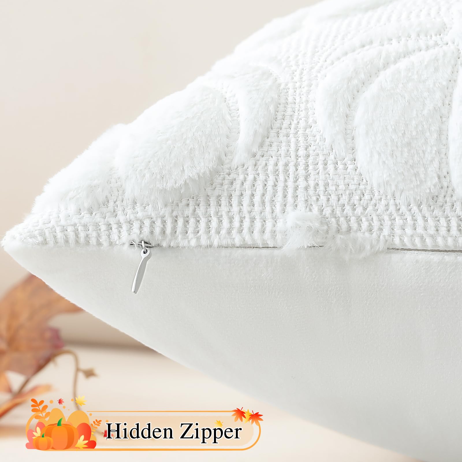 JOTOM 2er Set Kürbis Kissenbezüge - Flauschige Herbstdeko Für Sofa & Wohnzimmer (40x60cm, Orange)