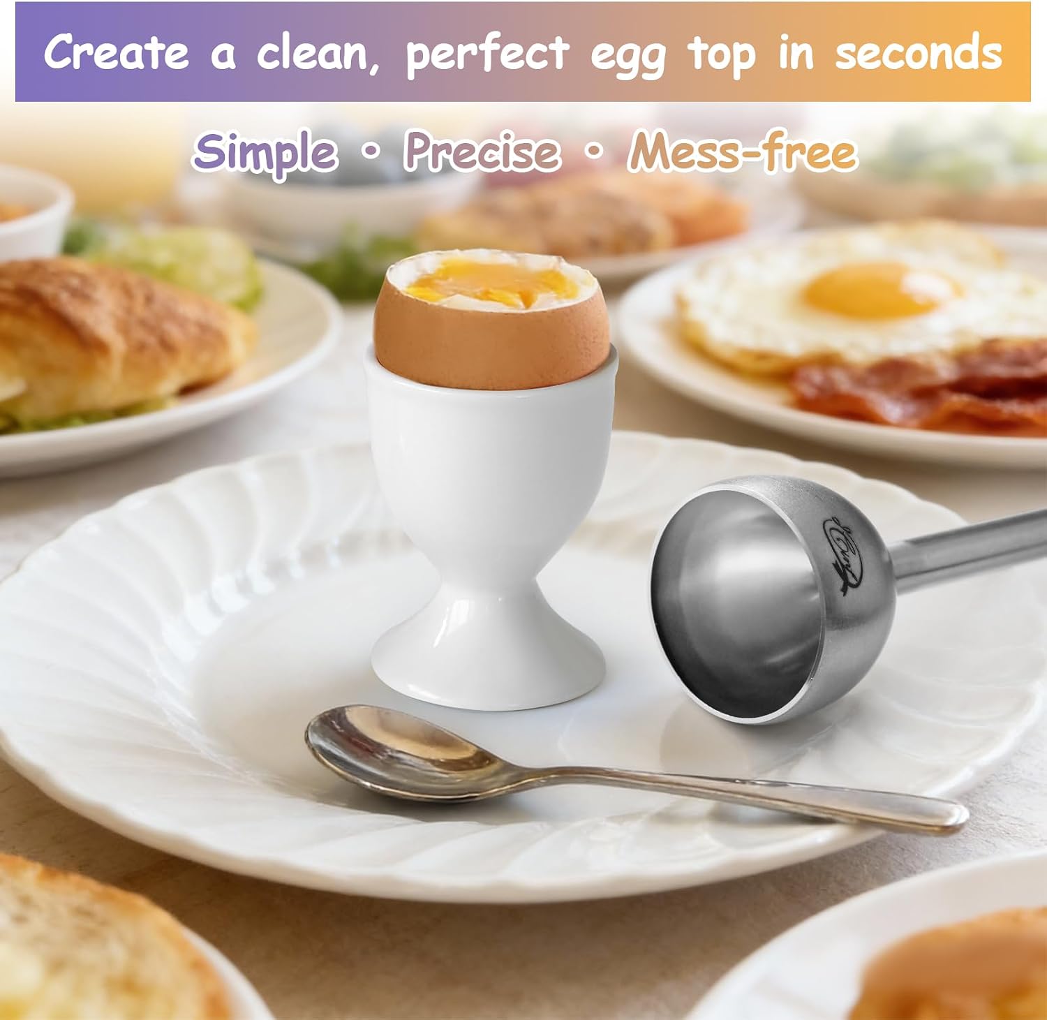 Cinf Stainless Steel Egg Topper, Eggshell Cutter Tool for Soft Boiled Eggs