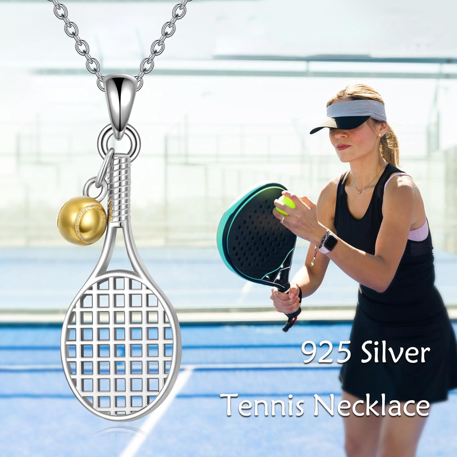 Tennis/Baseball Necklace Sterling Silver Sport Pendant Jewelry Gifts for Women Men - Image 6