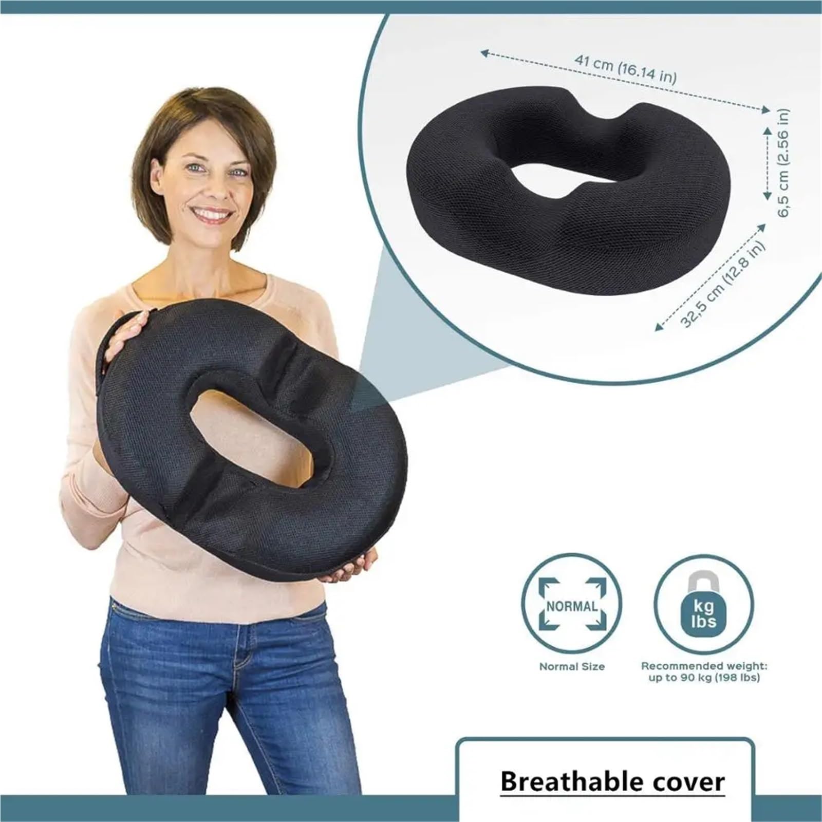 Memory Foam Sitzkissen Reise Atmungsaktives Sitzkissen Steißbein Memory Foam Sitz Massage Stuhl Kissen Pad Auto Gel Schwamm U-Form Sitzkissen Für Bürostuhl(with Gel)