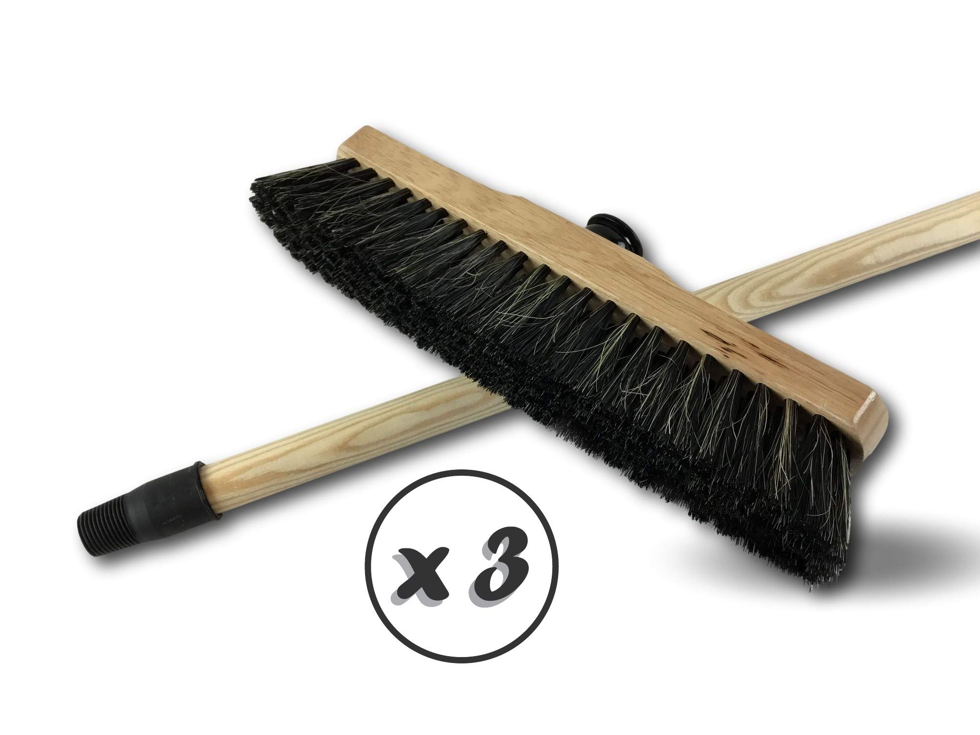 Kibros Lot 3 balais ménage Droit Luxe Soie Grise 50 mm 30 cm Manche Bois | Garnissage soie grise 50 mm, 30 cm, monture bois verni, manche bois, version luxe, parquet appartement.