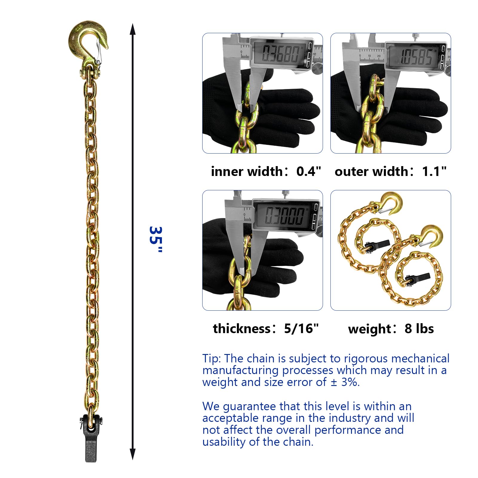 Snapklik.com : SALIFTFE Tow Chain Kit 2-Pack, Grade 80 35-Inch Trailer ...