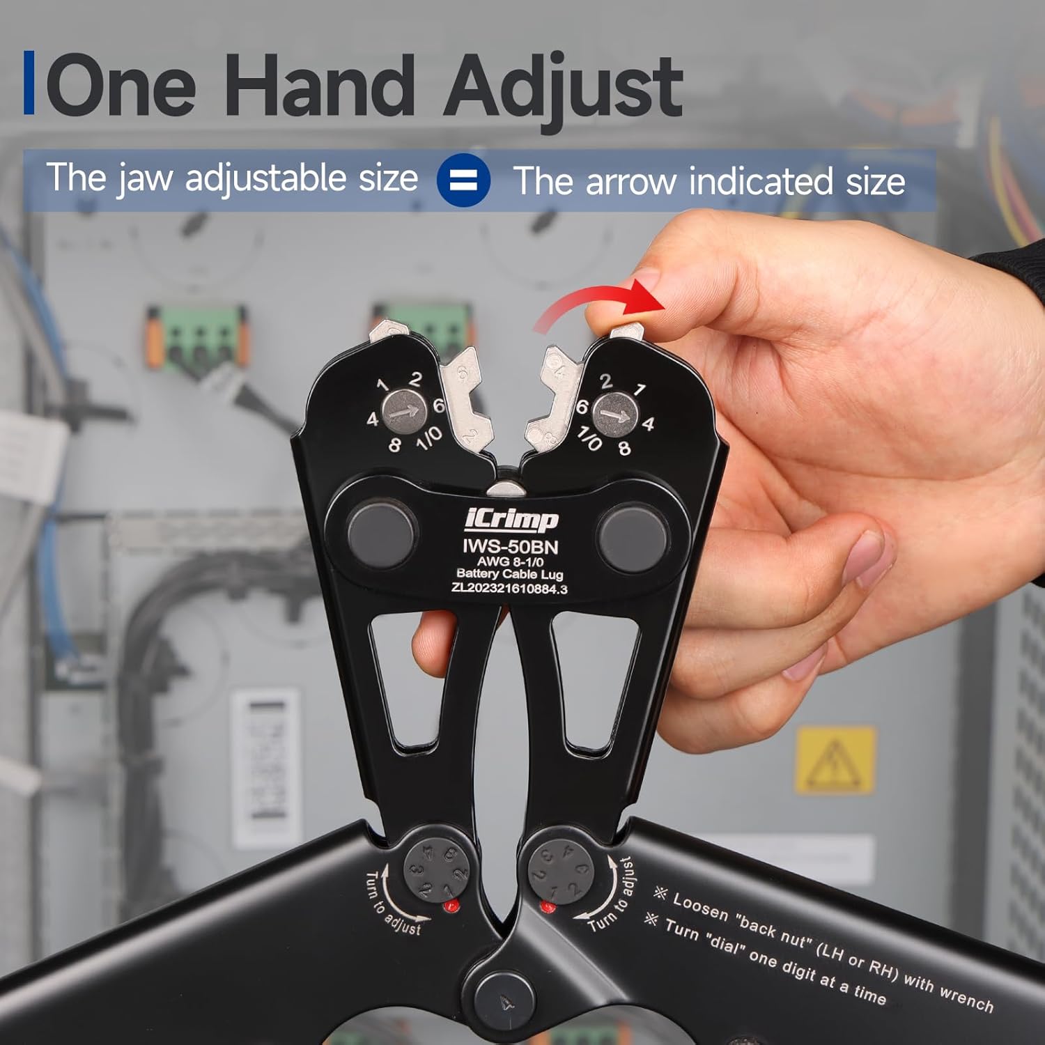 iCrimp Battery Cable Lug Crimping Tool Kit for 8-1/0 AWG - 63pcs Copper Lugs & 25pcs Heat Shrink Tubes, Wire Cutter & Stripper