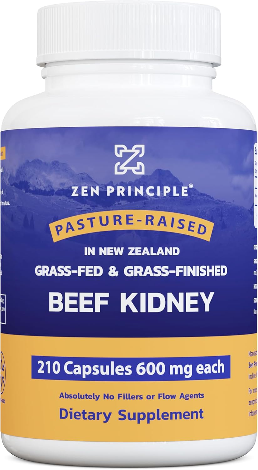 Zen Principle Grass Fed Beef Kidney Supplement, 420 Capsules, 3000mg. DAO Enzyme for Histamine Health. Selenium and B12 for Thyroid Support. - Image 2