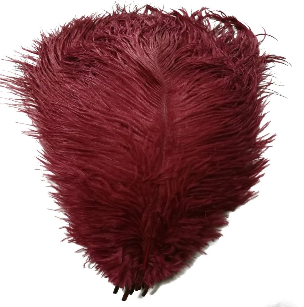 MELADY® Pack of 100pcs Natural Ostrich Feathers 16-18inch(40~45cm) for Home Wedding Party Decoration (Burgundy)