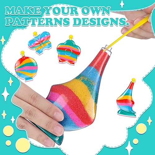 Miniatura 5 de Liliful 24 Kit de actividades para crear tu propio arte y manualidades de arena, incluye botellas de arte de arena a granel, arena de colores con