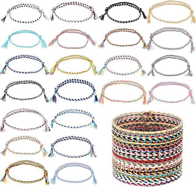22 PCS Friendship Bracelets for Women, Woven Handmade Friendship Bracelets for Girls, Boho Woven Braided Bracelets for Women Girls Birthday Christmas Valentine Thanksgiving Favors